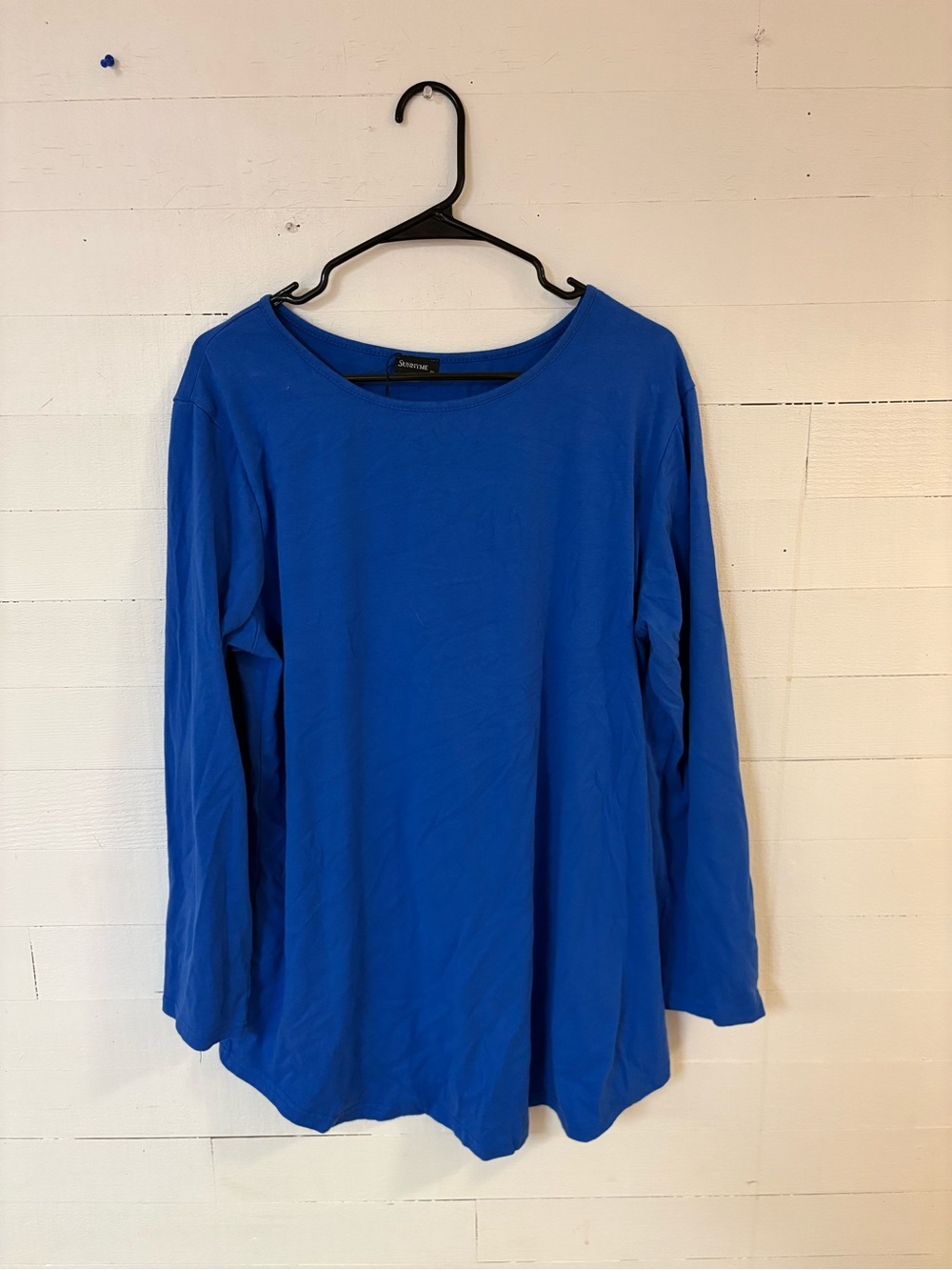 Sunnyme Womens 2XL Royal Blue Long Sleeve Scoop Neck Tunic Top